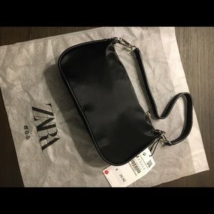 zara glossy shoulder bag